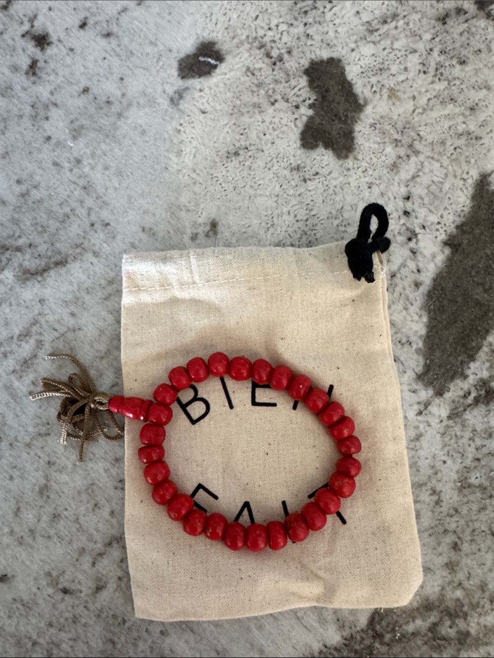 Red Beaded Bracelet with Tassel -